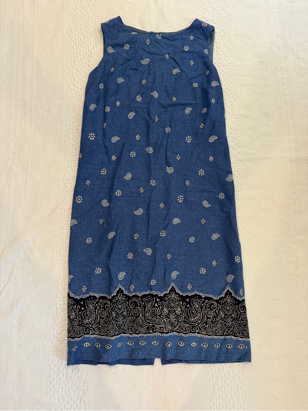 Talbots Linen Blend Shift Dress Blue Paisley Women’s Size 10